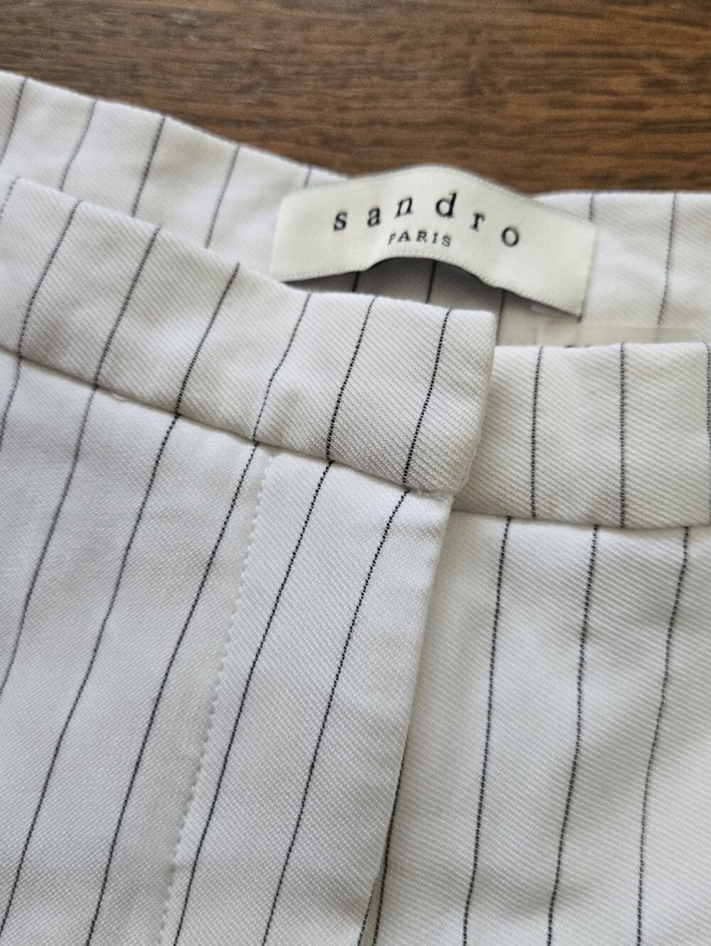 Sandro Paris White Pinstripe Flat-Front Women's Shorts